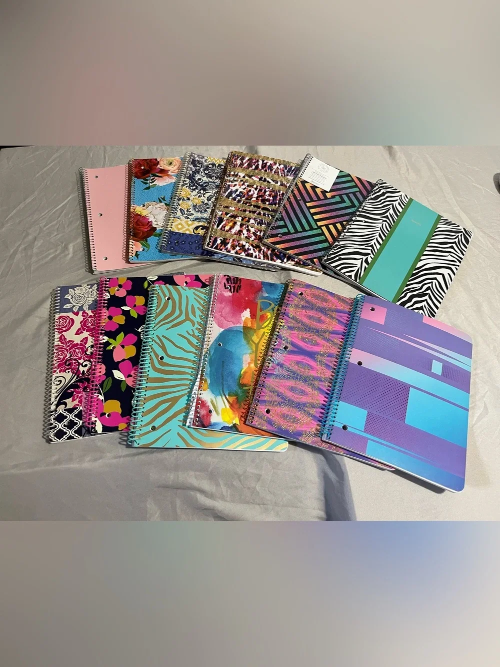 Colorful Spiral Notebooks Bundle 12 Total- Assorted Patterned Covers New